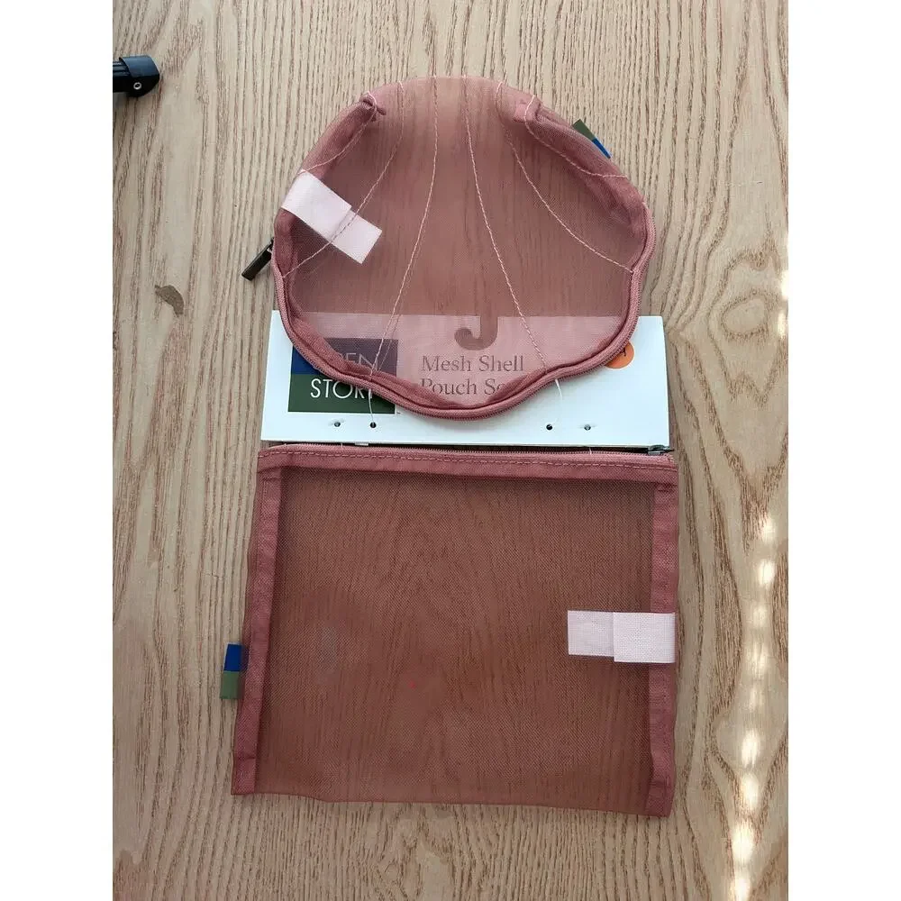 New 2pc Rose Gold Mesh Seashell🐚🪸 shape Pouch set Beach Swimsuit 👙Accessories